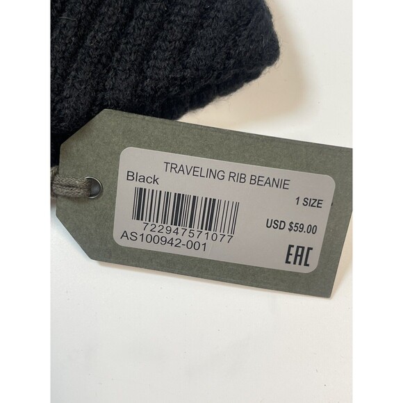 AllSaints Traveling Rib Peak Beanie In Black Unisex New - Picture 4 of 5